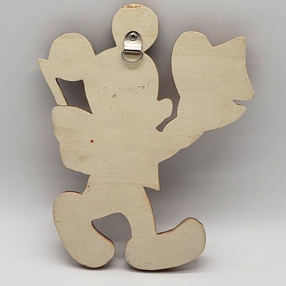 Intarsia Wood Vintage 1980s Carved Mickey Mouse Top Hat & Cane Wall Hanging - Picture 13 of 15